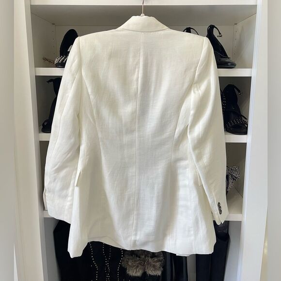 NWT White Linen Blend Double Breasted Blazer XS - Picture 9 of 13